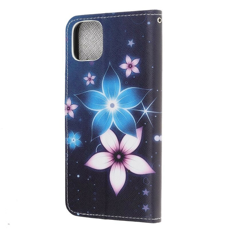 Folio-fodral iPhone 13 Mini Med Kedjar Lunar Strap Blommor