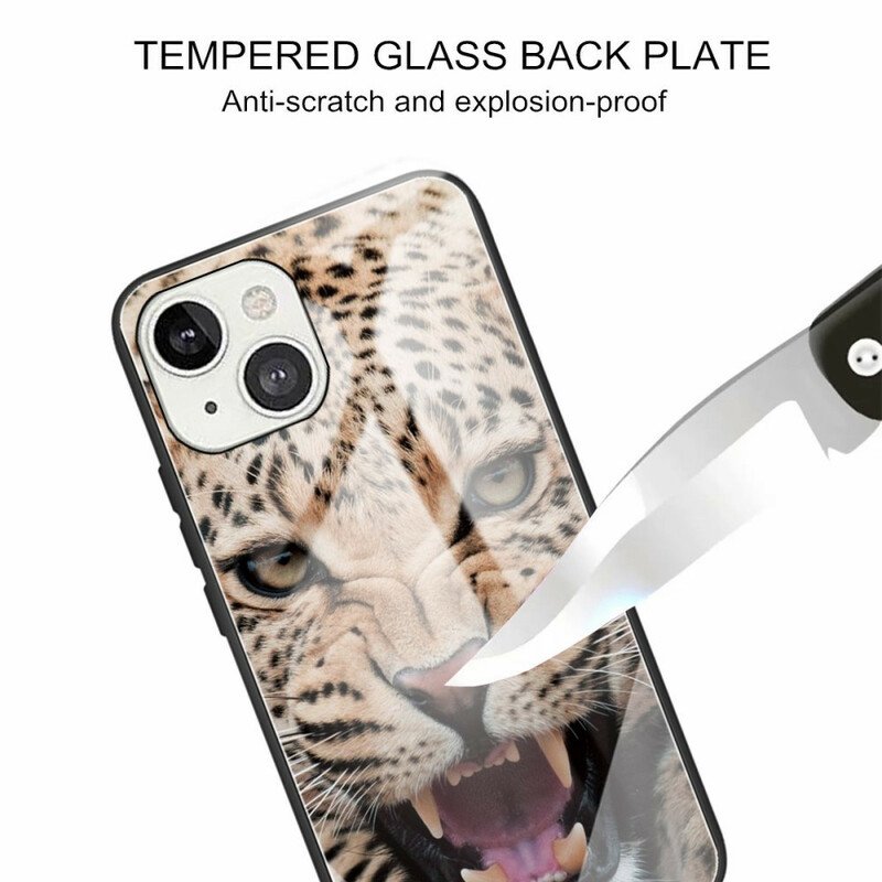 Mobilskal iPhone 13 Mini Leopard Härdat Glas