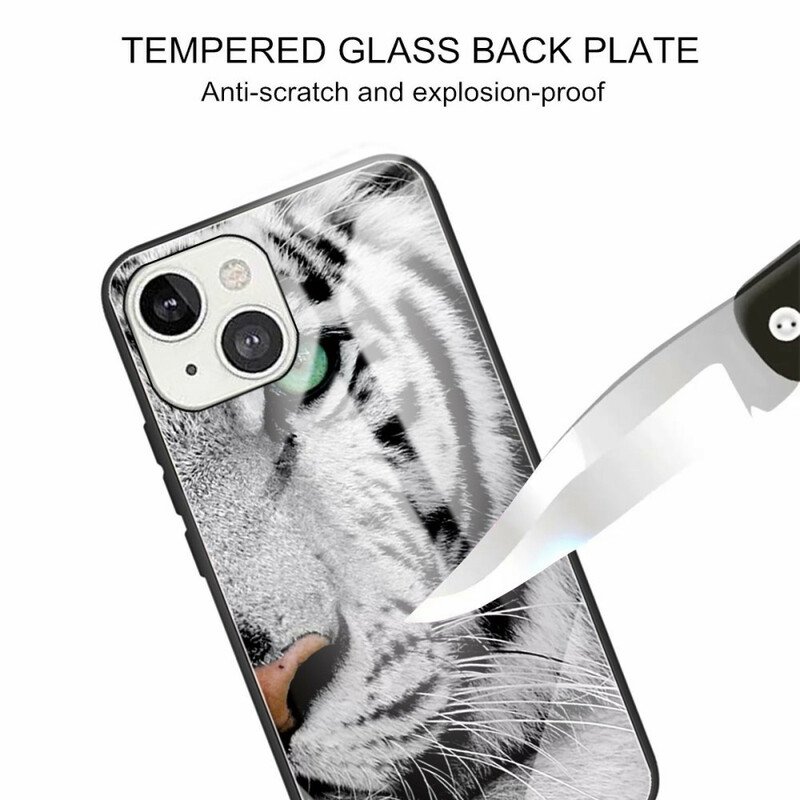 Mobilskal iPhone 13 Mini Tiger Härdat Glas