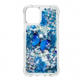 Skal iPhone 13 Mini Glitter Blå Fjärilar