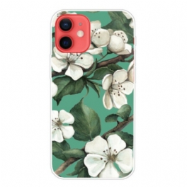 Skal iPhone 13 Mini Målade Vita Blommor