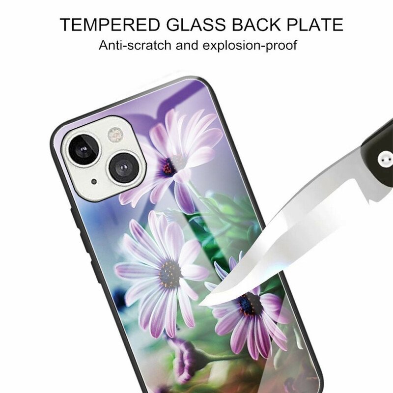 Skal iPhone 13 Mini Realistiska Blommor I Härdat Glas