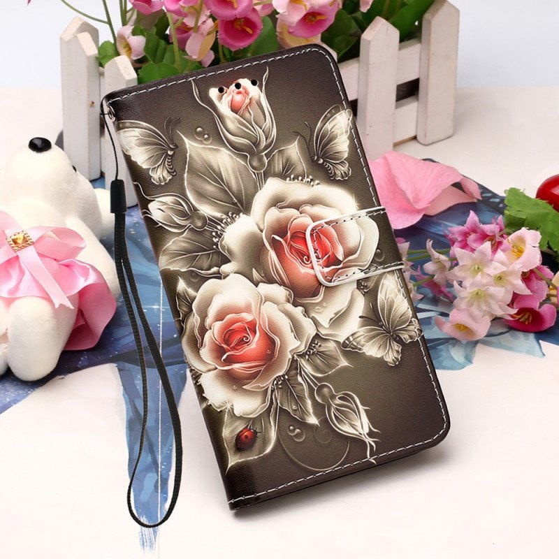 Folio-fodral Samsung Galaxy A33 5G Gyllene Rosor