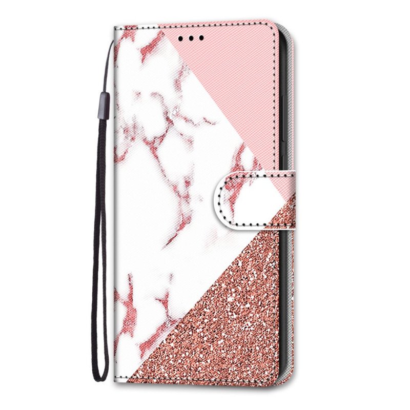 Folio-fodral Samsung Galaxy A33 5G Marmor Och Glittertriangel