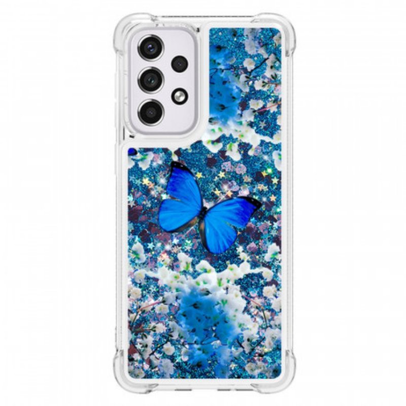 Skal Samsung Galaxy A33 5G Glitter Blå Fjärilar