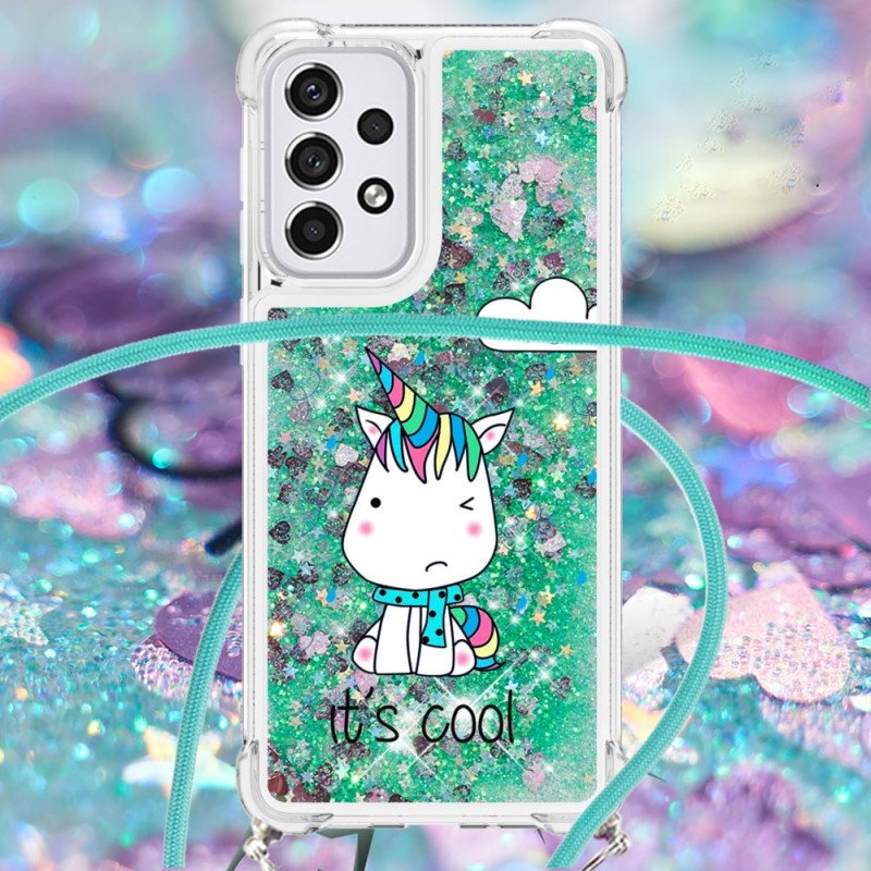 Skal Samsung Galaxy A33 5G Med Snodd Unicorn Glitter Dragsko