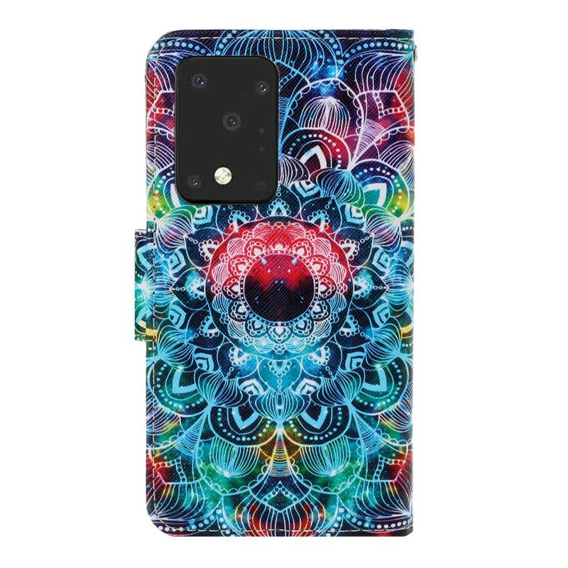 Läderfodral Samsung Galaxy S20 Ultra Med Kedjar Flashig Strappy Mandala