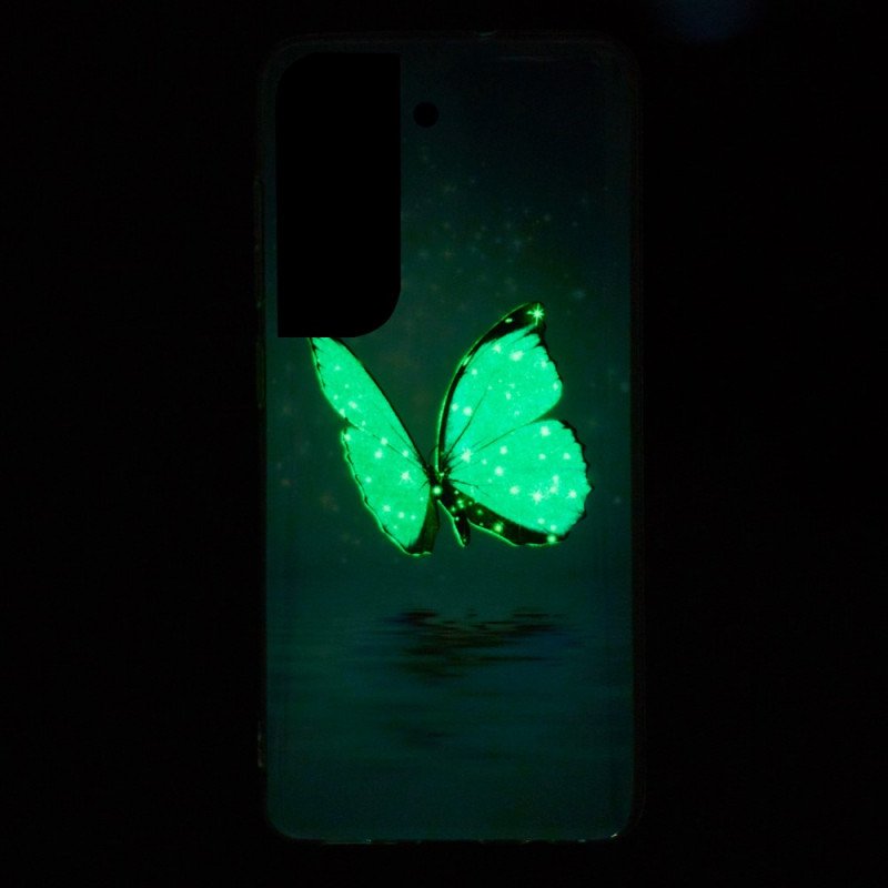 Skal Samsung Galaxy S22 5G Fluorescerande Blå Fjärilar