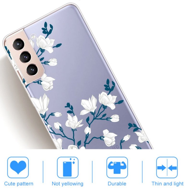 Skal Samsung Galaxy S22 5G Sömlösa Vita Blommor