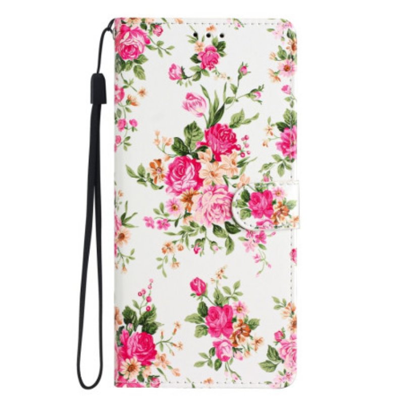 Folio-fodral Oppo Reno 8 Lite Med Kedjar Rem Liberty Flowers