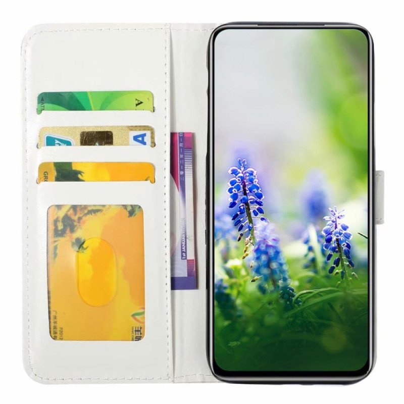 Läderfodral Oppo Reno 8 Lite Med Kedjar Cat Strappy Glasögon