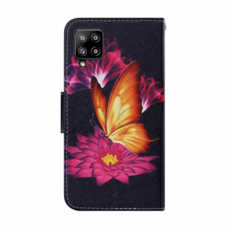 Fodral Samsung Galaxy A22 Fjäril Och Lotus