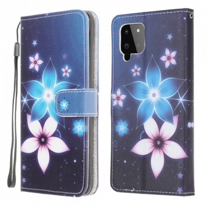 Fodral Samsung Galaxy A22 Med Kedjar Lunar Strap Blommor