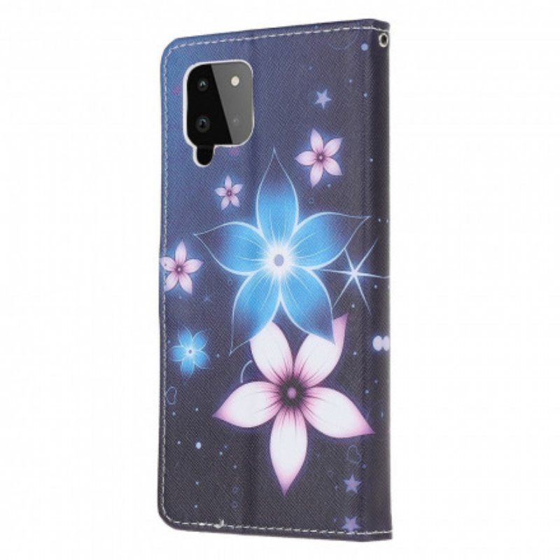 Fodral Samsung Galaxy A22 Med Kedjar Lunar Strap Blommor