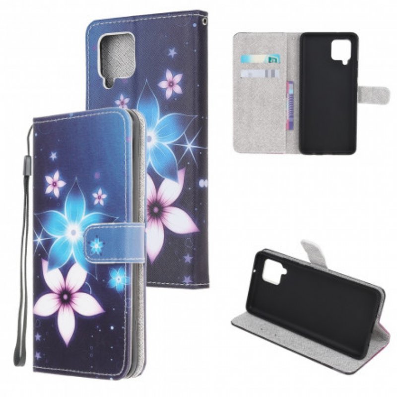 Fodral Samsung Galaxy A22 Med Kedjar Lunar Strap Blommor