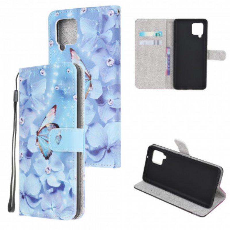 Fodral Samsung Galaxy A22 Med Kedjar Strappy Diamond Butterflies