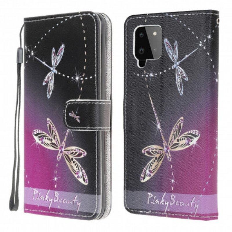 Fodral Samsung Galaxy A22 Med Kedjar Strappy Dragonflies