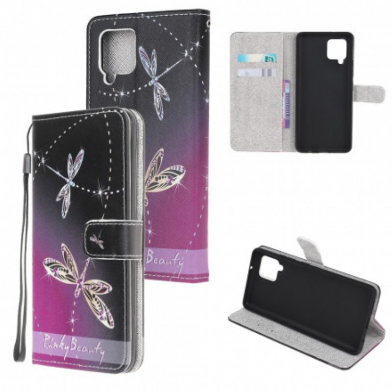 Fodral Samsung Galaxy A22 Med Kedjar Strappy Dragonflies