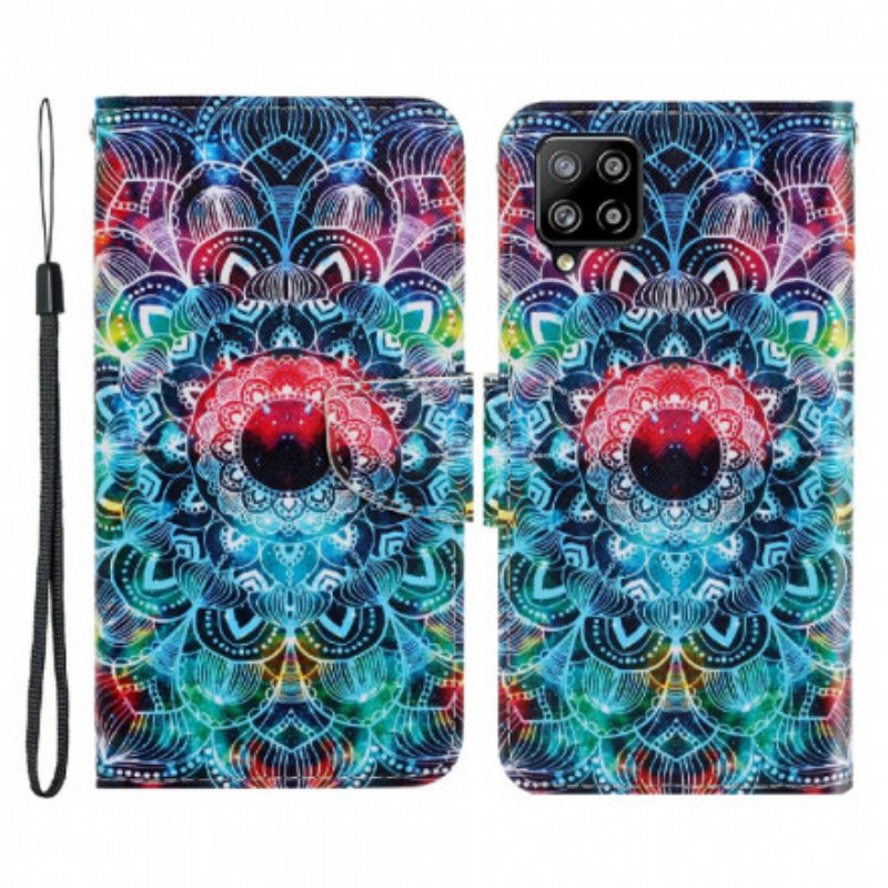 Folio-fodral Samsung Galaxy A22 Med Kedjar Flashig Strappy Mandala