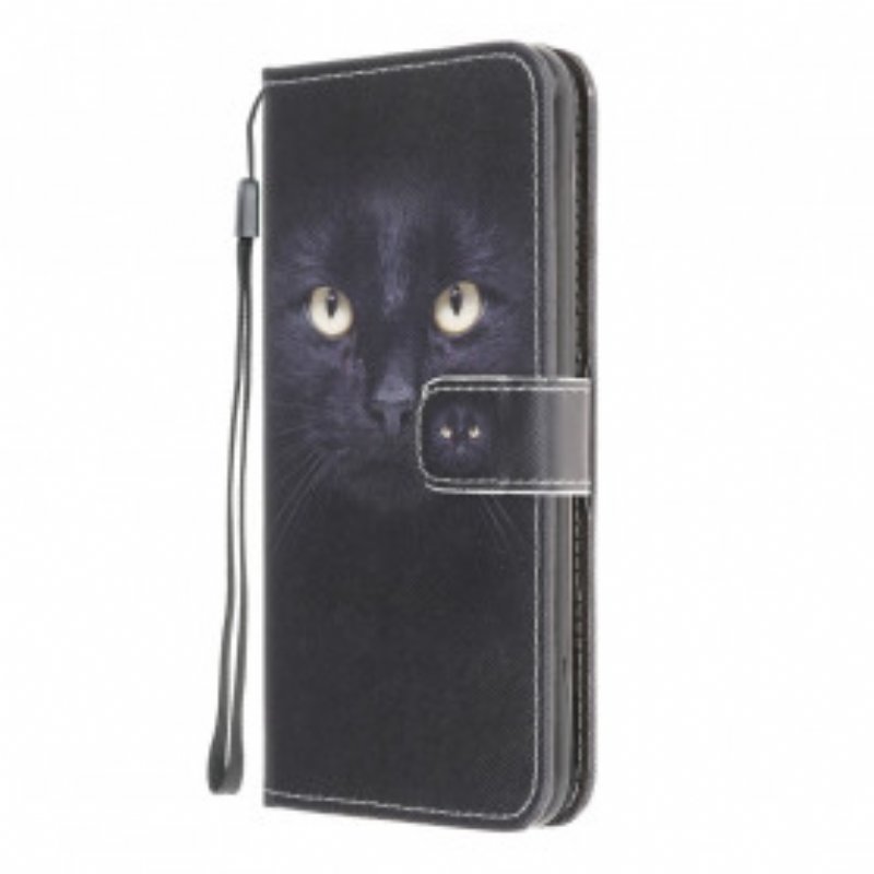 Folio-fodral Samsung Galaxy A22 Med Kedjar Strappy Black Cat Eyes