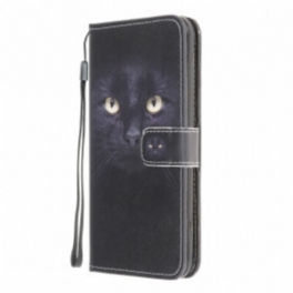 Folio-fodral Samsung Galaxy A22 Med Kedjar Strappy Black Cat Eyes