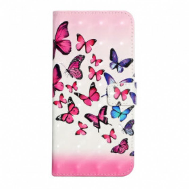 Läderfodral Samsung Galaxy A22 Med Kedjar Flight Of Butterflies I Lanyard