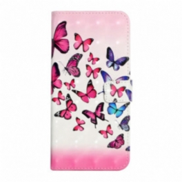 Läderfodral Samsung Galaxy A22 Med Kedjar Flight Of Butterflies I Lanyard