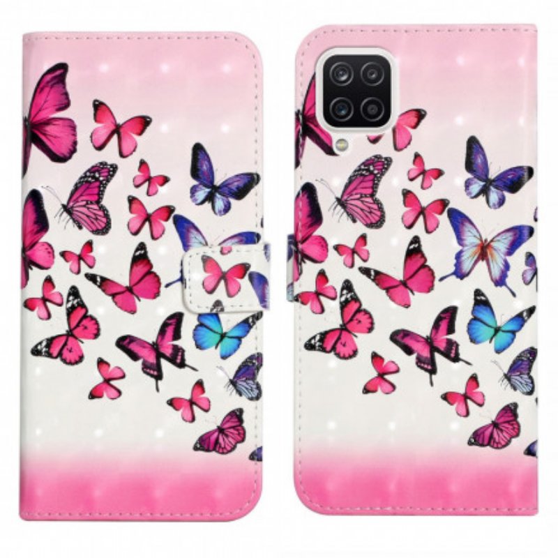 Läderfodral Samsung Galaxy A22 Med Kedjar Flight Of Butterflies I Lanyard