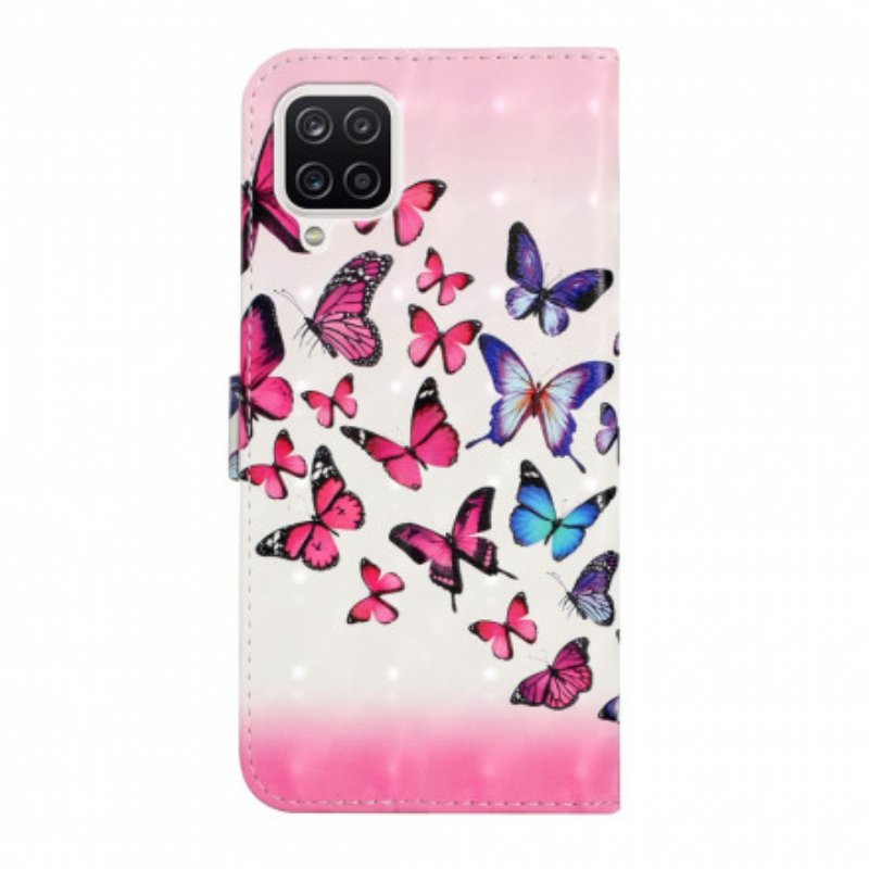 Läderfodral Samsung Galaxy A22 Med Kedjar Flight Of Butterflies I Lanyard