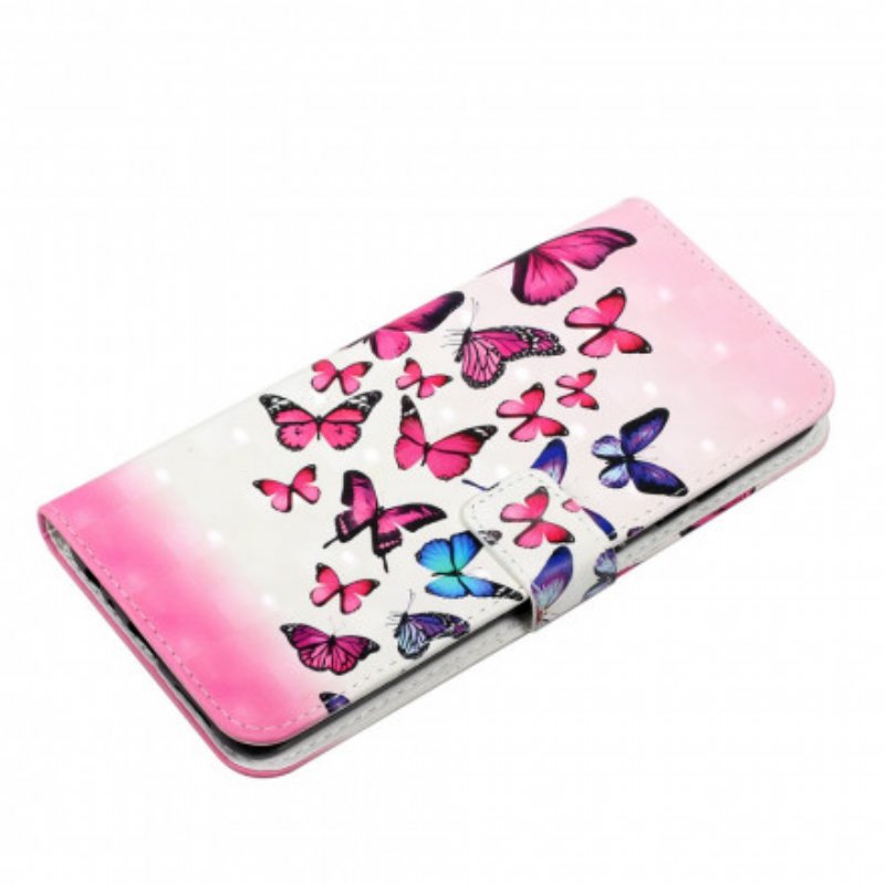 Läderfodral Samsung Galaxy A22 Med Kedjar Flight Of Butterflies I Lanyard