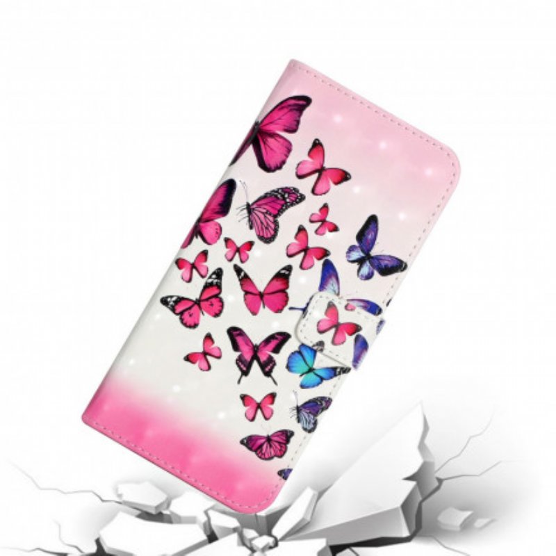 Läderfodral Samsung Galaxy A22 Med Kedjar Flight Of Butterflies I Lanyard