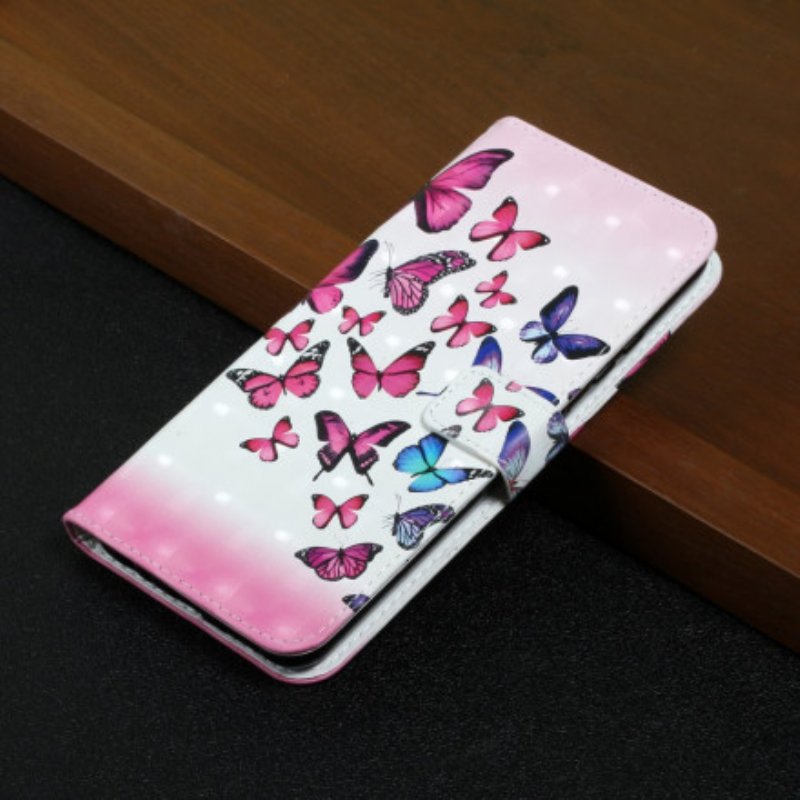 Läderfodral Samsung Galaxy A22 Med Kedjar Flight Of Butterflies I Lanyard