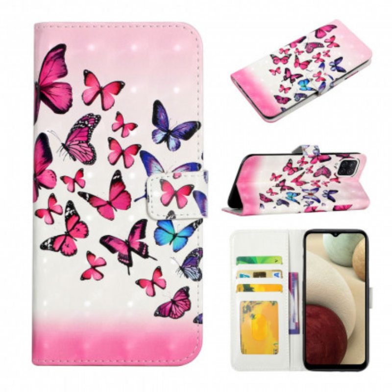 Läderfodral Samsung Galaxy A22 Med Kedjar Flight Of Butterflies I Lanyard