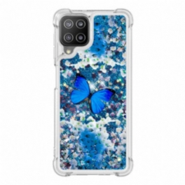 Skal Samsung Galaxy A22 Glitter Blå Fjärilar