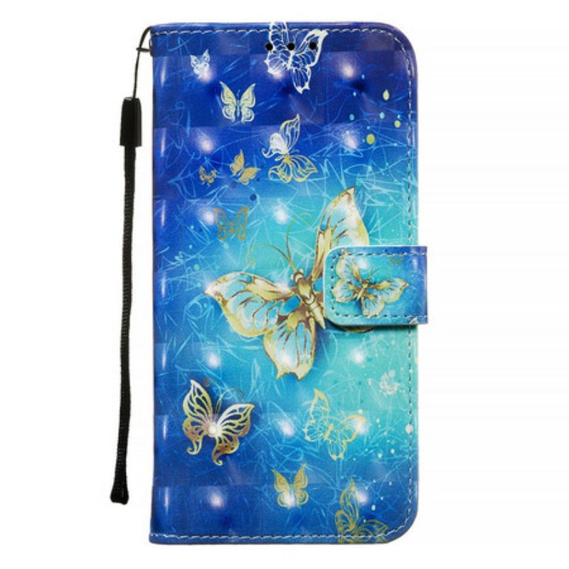 Fodral Samsung Galaxy A71 Golden Butterflies Lanyard