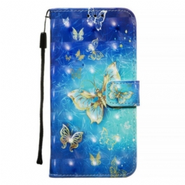 Fodral Samsung Galaxy A71 Golden Butterflies Lanyard