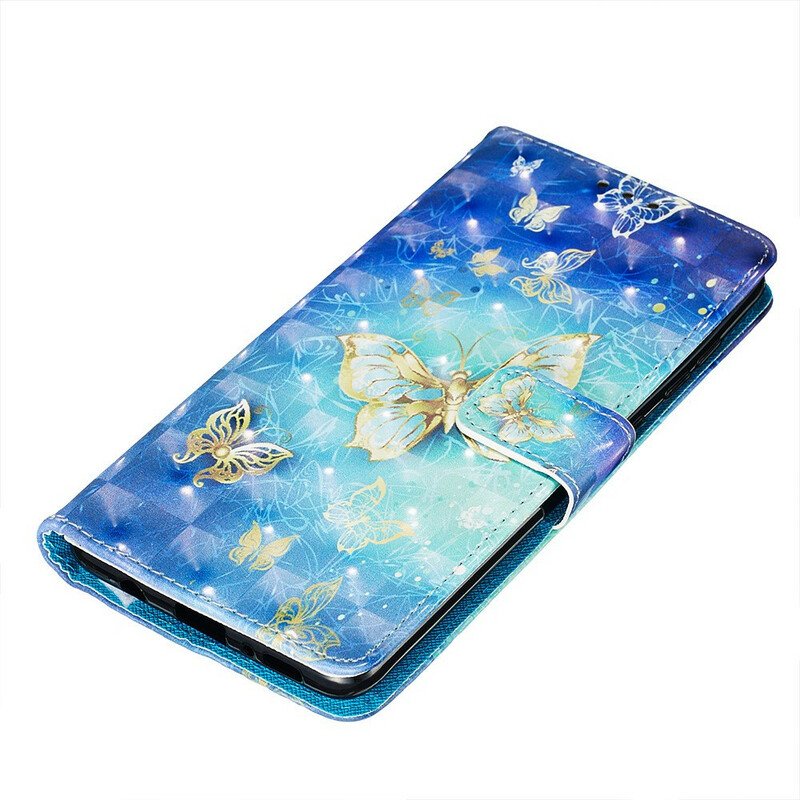 Fodral Samsung Galaxy A71 Golden Butterflies Lanyard