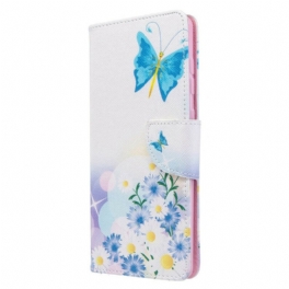 Fodral Samsung Galaxy A71 Målade Fjärilar Och Blommor