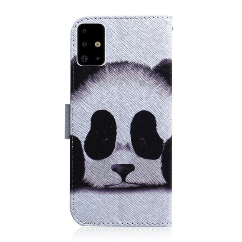 Läderfodral Samsung Galaxy A71 Panda Ansikte