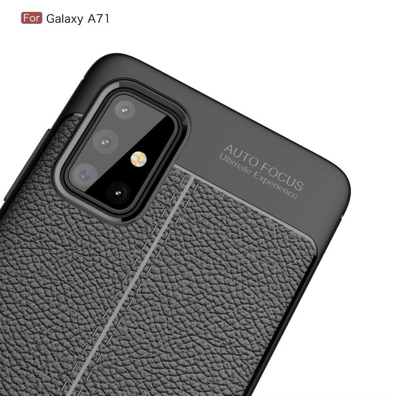 Skal Samsung Galaxy A71 Dubbel Linje Litchi Läder Effekt