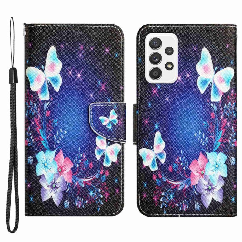 Fodral Samsung Galaxy A53 5G Med Kedjar Fairy Butterflies With Lanyard