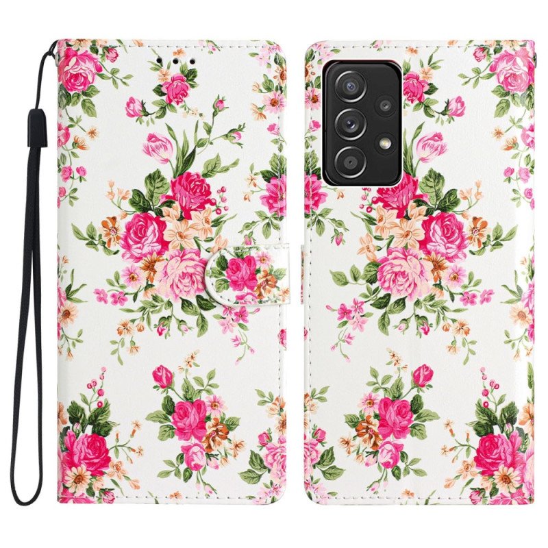 Folio-fodral Samsung Galaxy A53 5G Med Kedjar Rem Liberty Flowers