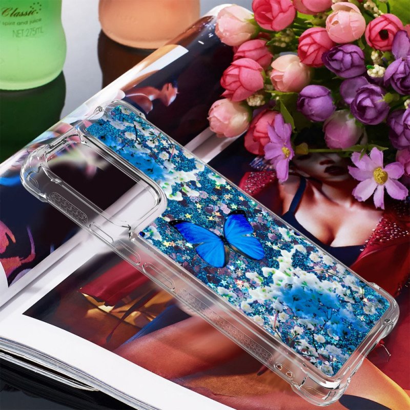 Skal Samsung Galaxy A53 5G Glitter Blå Fjärilar