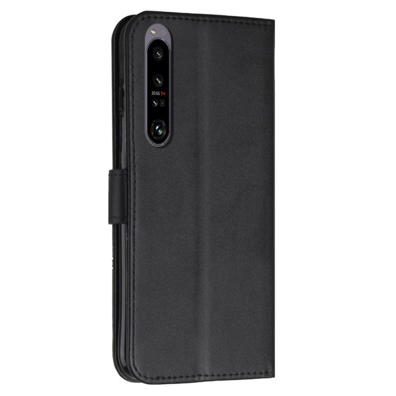 Fodral Sony Xperia 1 IV Geometrisk Läderstil Med Rem