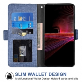 Fodral Sony Xperia 1 IV Jeans Med Roterande Korthållare