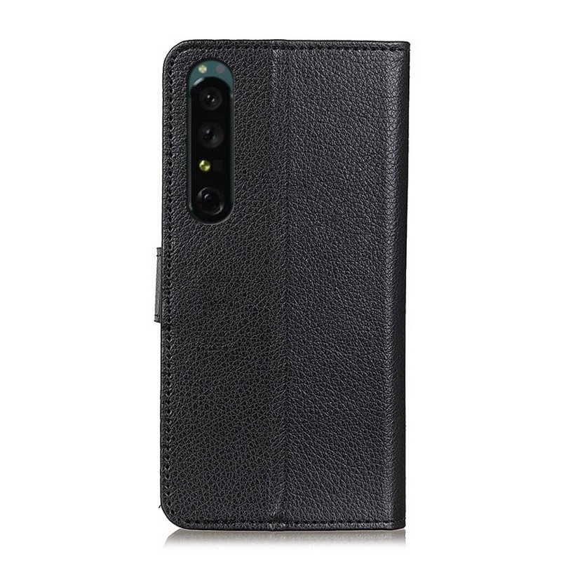 Fodral Sony Xperia 1 IV Traditionellt Litchi Konstläder