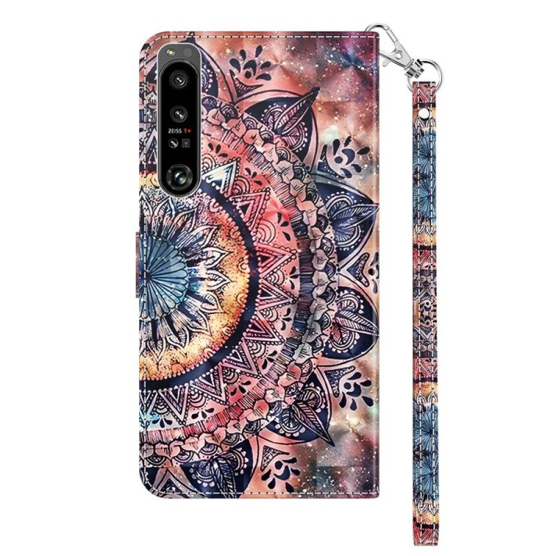 Folio-fodral Sony Xperia 1 IV Med Kedjar Färgglad Strappy Mandala