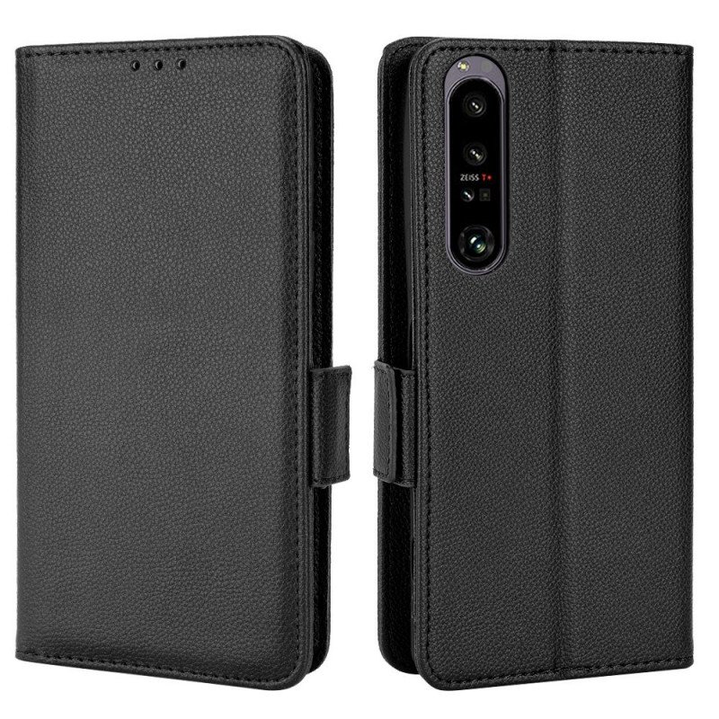 Folio-fodral Sony Xperia 1 IV Traditionell Litchi-läderstil