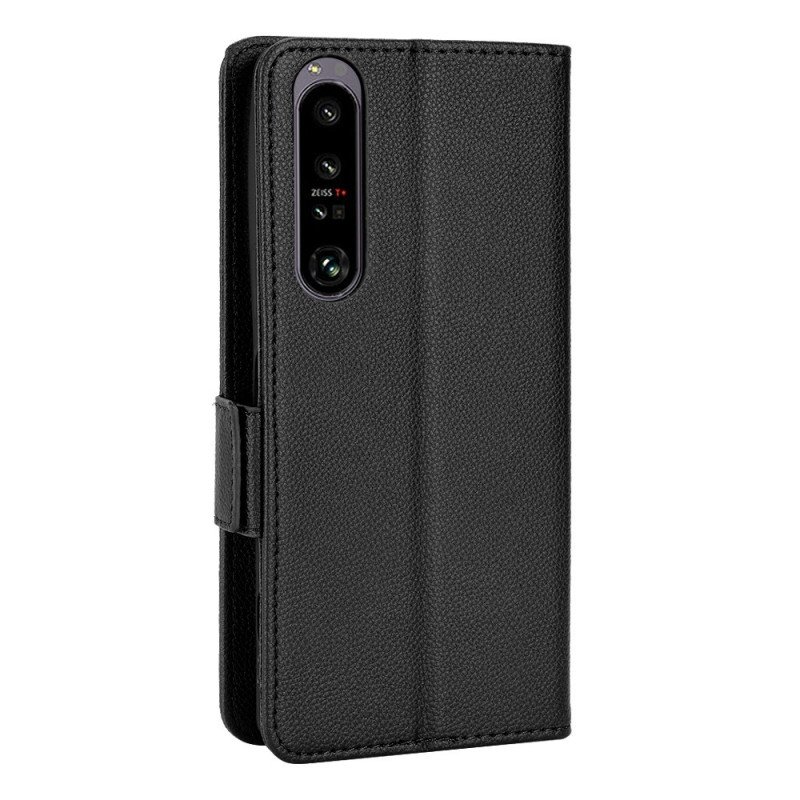 Folio-fodral Sony Xperia 1 IV Traditionell Litchi-läderstil