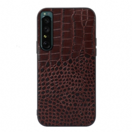 Mobilskal Sony Xperia 1 IV Äkta Crocodile Texture Läder